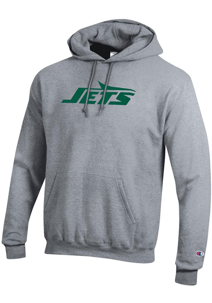 Champion New York Jets Mens GREY HEATHER Powerblend Hoodie - 112844265