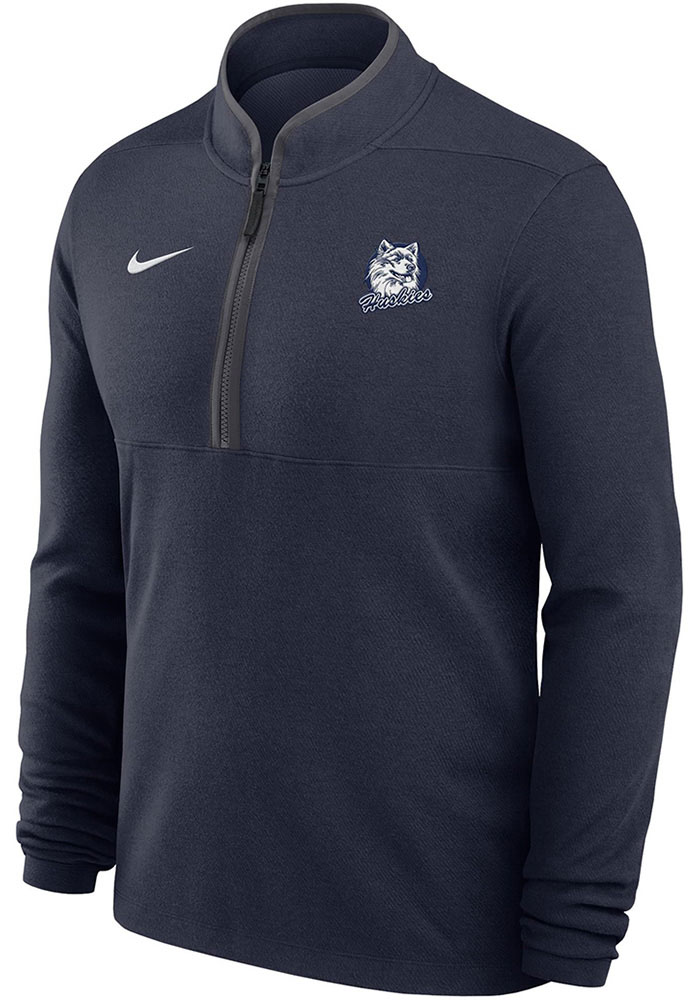 Nike Mens NAVY UConn Huskies Mascot Long Sleeve Qtr Zip Pullover
