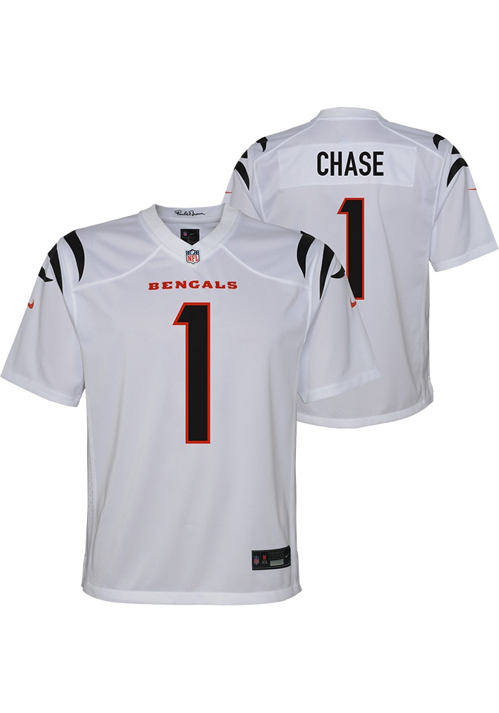 Cincinnati Bengals Ja'Marr Chase Youth Away White Nike Football