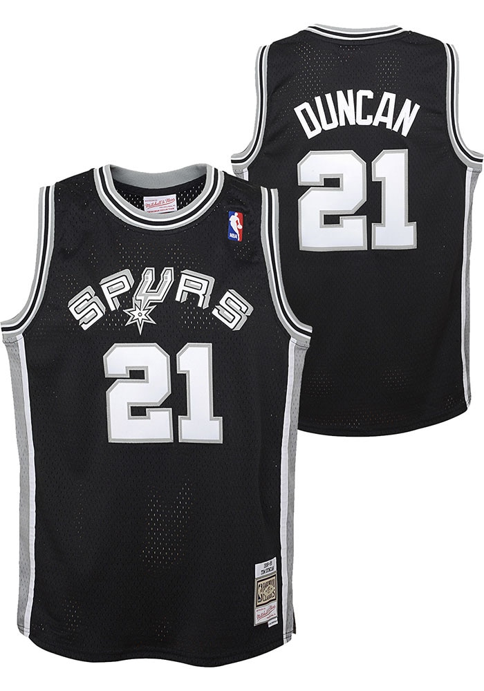 San Antonio Spurs Tim Duncan Youth BLACK Swingman Road Basketball