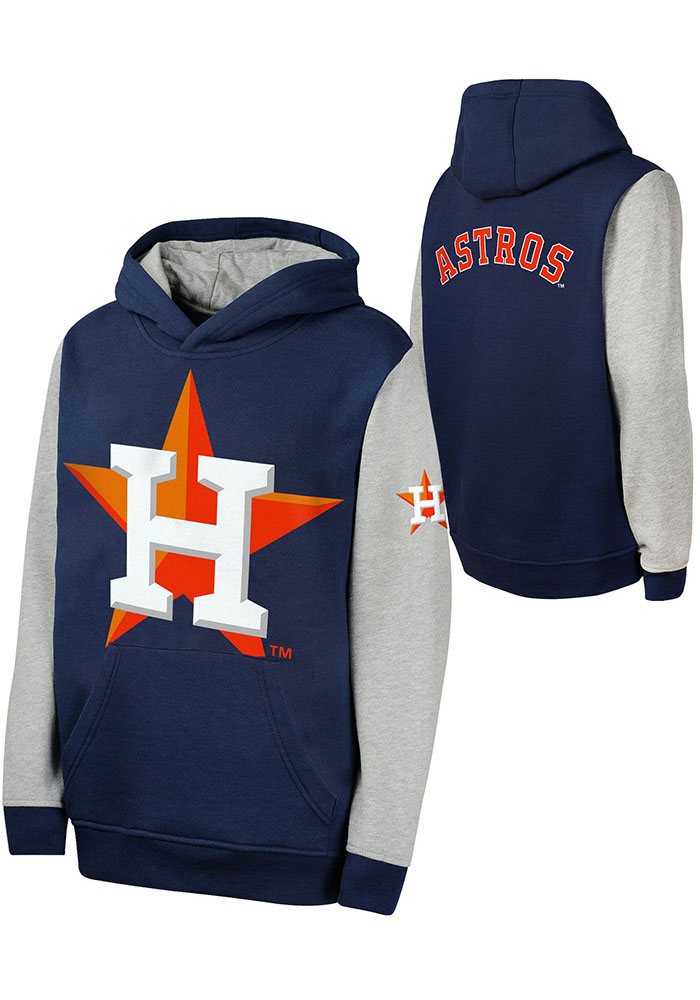 Houston Astros Youth NAVY Fly Ball Long Sleeve Hoodie - 133422251