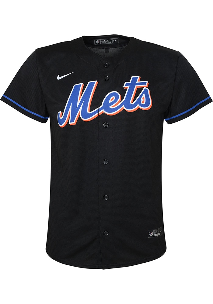 New York Mets Youth BLACK Alt Replica Baseball Jersey - 133424556