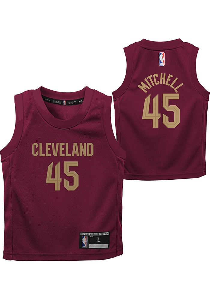 Donovan Mitchell Outer Stuff Cleveland Cavaliers Toddler Maroon Replica Jersey Basketball Jersey, Maroon, 100% POLYESTER, Size 3T