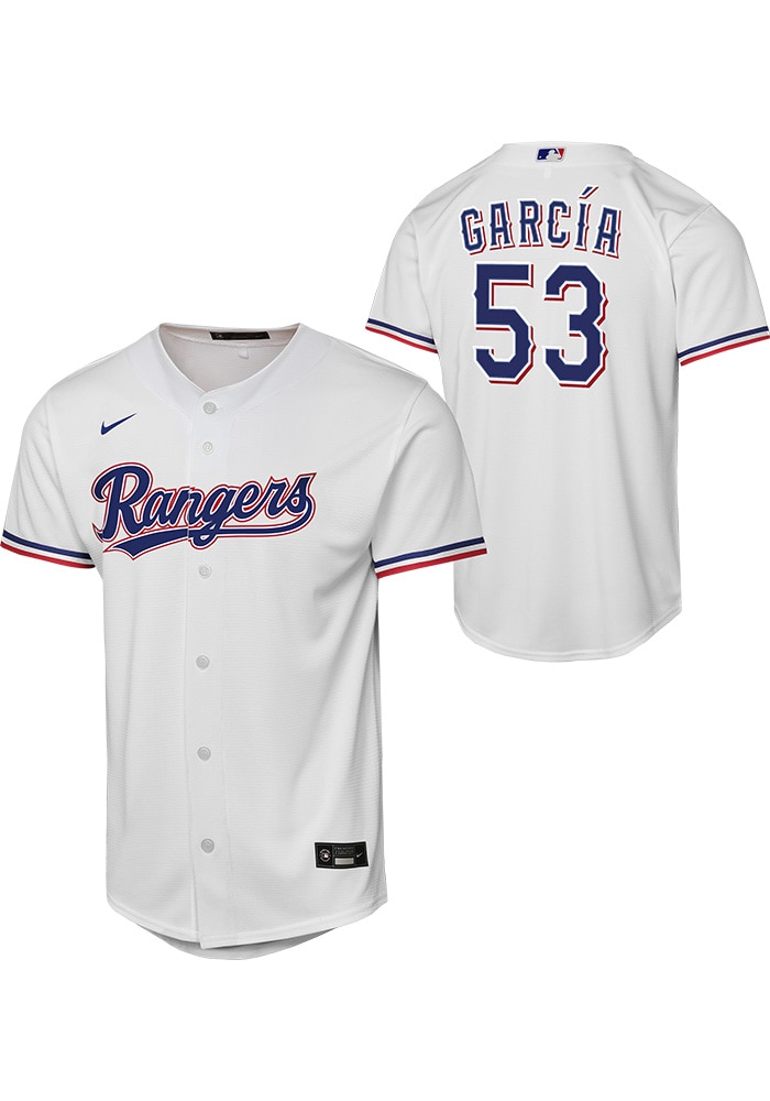Texas Rangers Adolis Garcia Youth White Home Replica Baseball
