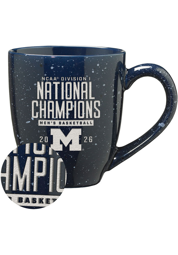 Michigan Wolverines 2026 MBB Champions 16oz Speckle Ceramic Mug Navy Blue, Navy Blue, Size NA