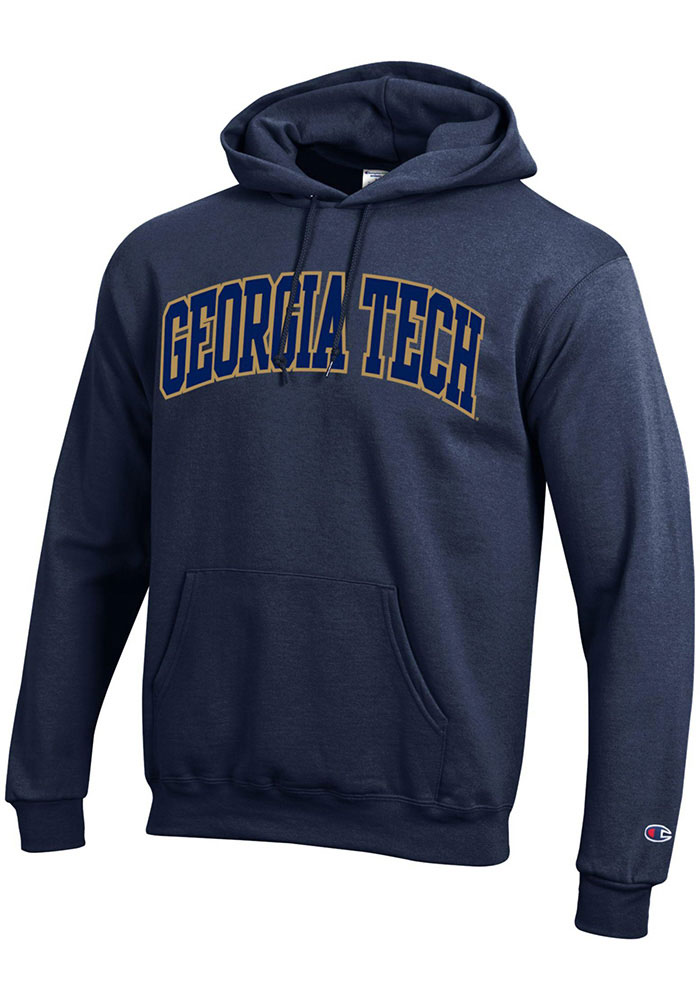 Champion GA Tech Yellow Jackets Mens NAVY Arch Name Hoodie - 147501473