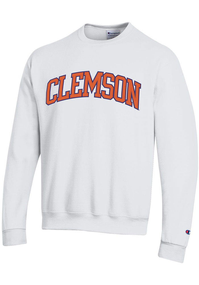 Champion Clemson Tigers Mens White Arch Tackle Crew Sweatshirt