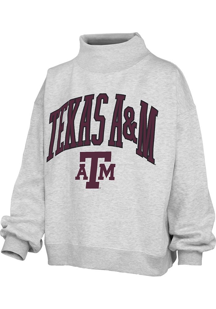 Texas A&M Aggies Pressbox Crew Sweatshirt Womens ASH Lingo Mock