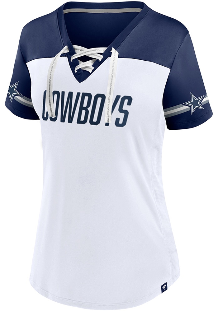 Dallas Cowboys Womens WHITE Dueling Fashion Football Jersey - 17286422