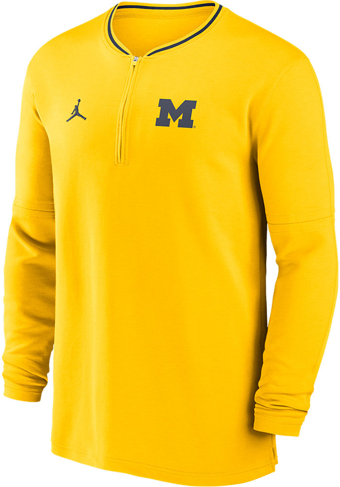 Nike Michigan Wolverines Mens MAIZE Sideline Jordan Coach Pullover