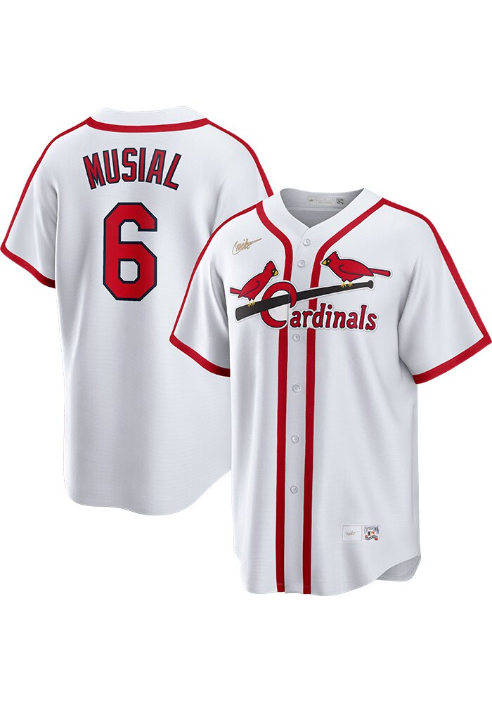St Louis Cardinals Stan Musial Nike WHITE 42-44 Home Throwback