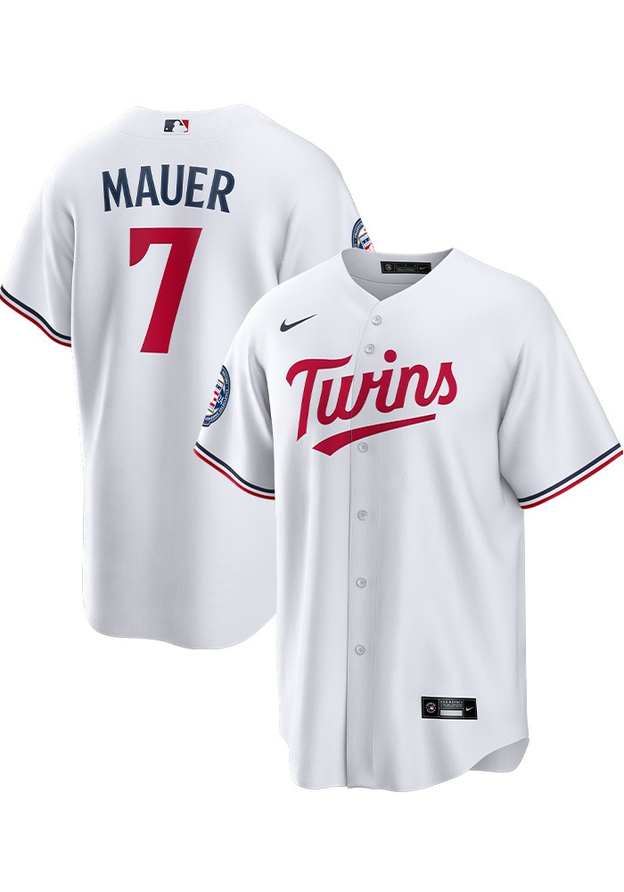 Joe Mauer Minnesota Twins Mens Replica White Home HOF Jersey