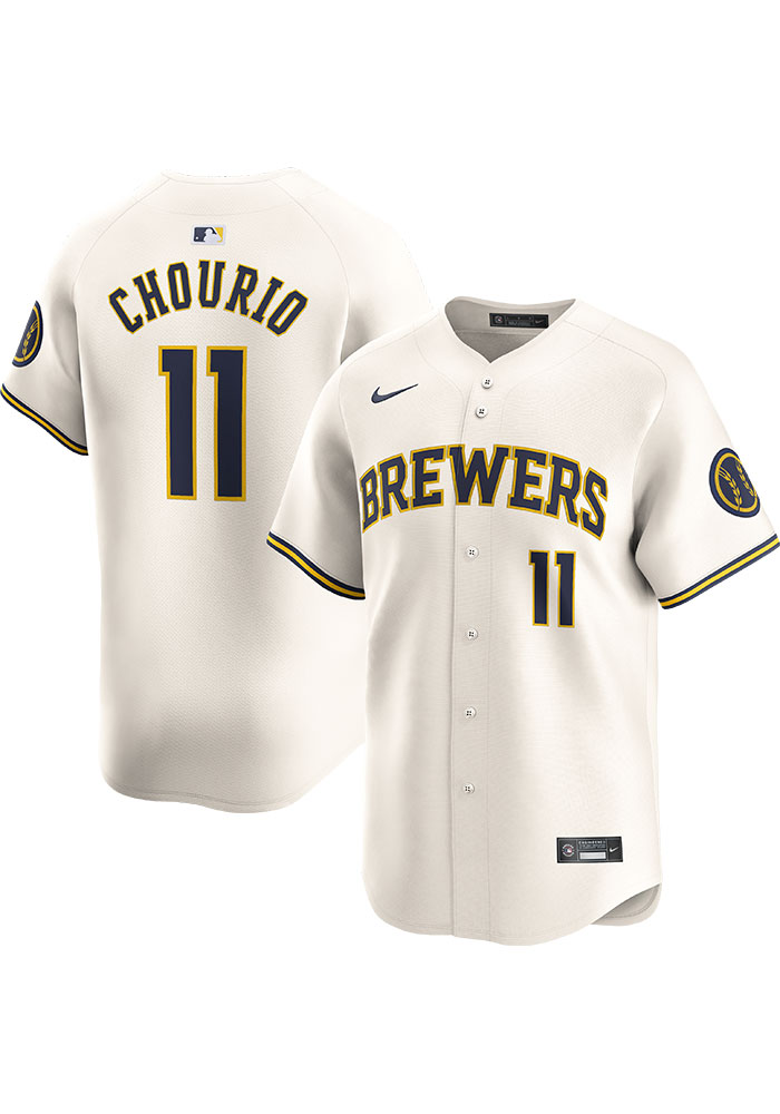 C418-47 BREWERS ブルワーズ GALLARDO 49 ユニフォーム Jackson Chourio Milwaukee Brewers Mens IVORY Home 2024 Limited