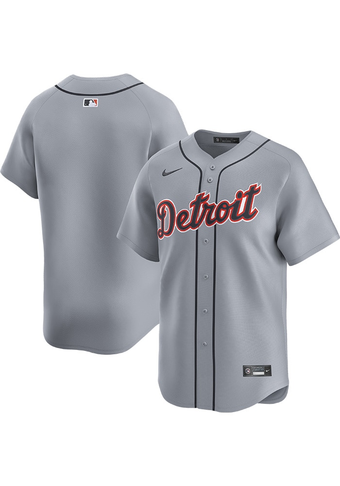 Nike Detroit Tigers Mens GREY Road Limited Baseball Jersey - 173213532
