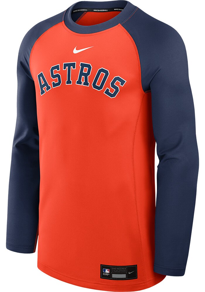 Nike Houston Astros Mens Long Sleeve ORANGE AC Game Time