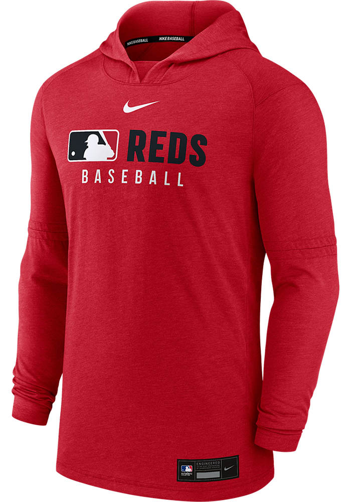 新品USA限定発売☆NIKE襟元刺繍スウォッシュ★野球用アンダーシャツ☆赤★ＸＬ Nike Cincinnati Reds Mens Red AC Lightweight Lightweight Hoodie