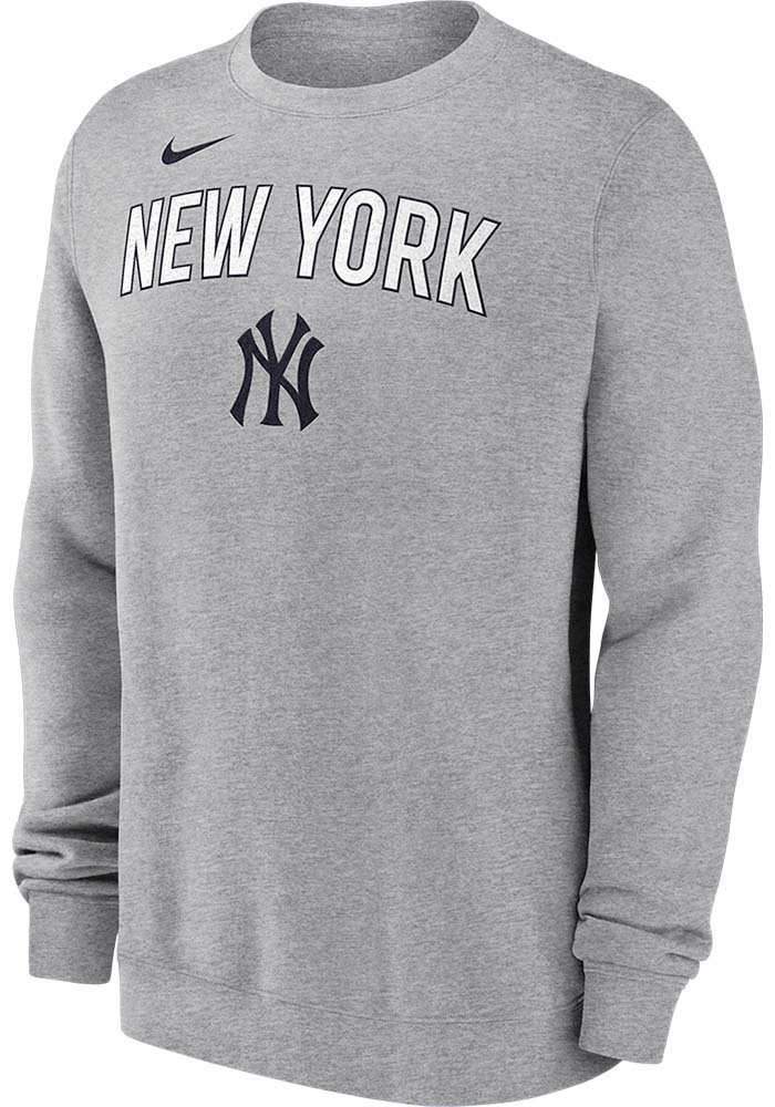 Nike New York Yankees Mens GREY Fleece Crew Sweatshirt - 173215454