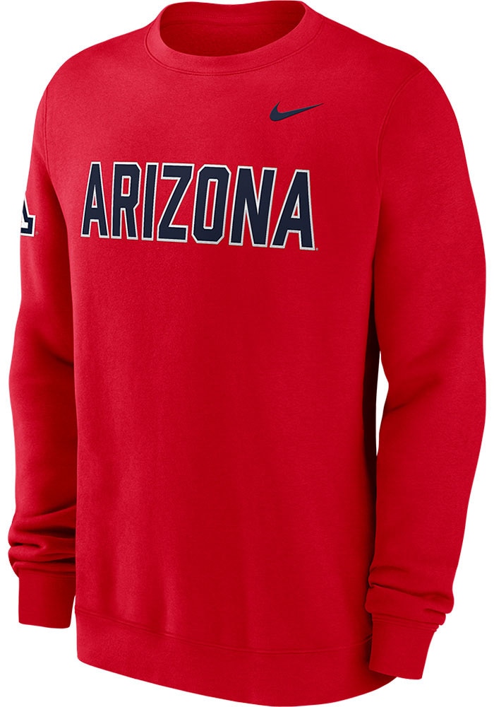 Nike Arizona Wildcats Mens Red Club Fleece Crew Sweatshirt - 173220672