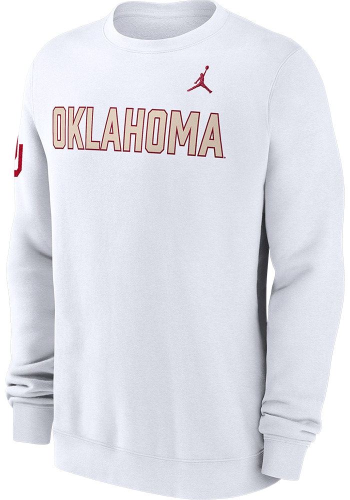 Nike Oklahoma Sooners Mens White Club Fleece Crew Sweatshirt