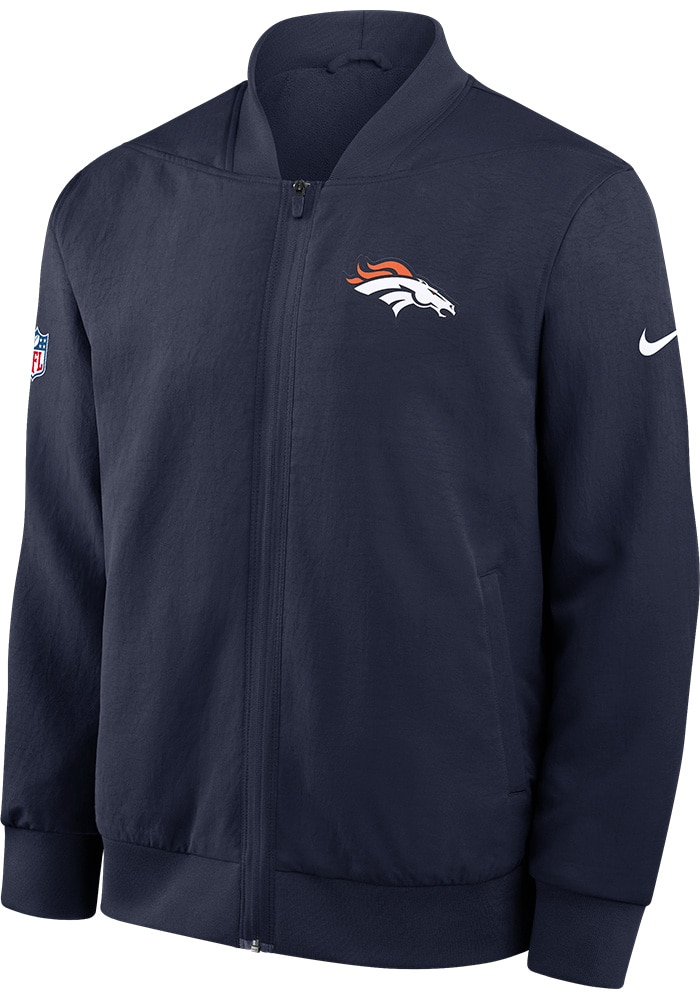 Nike Denver Broncos ウォームアップジャケット Nike Denver Broncos Mens NAVY Sideline Bomber Medium Weight Jacket