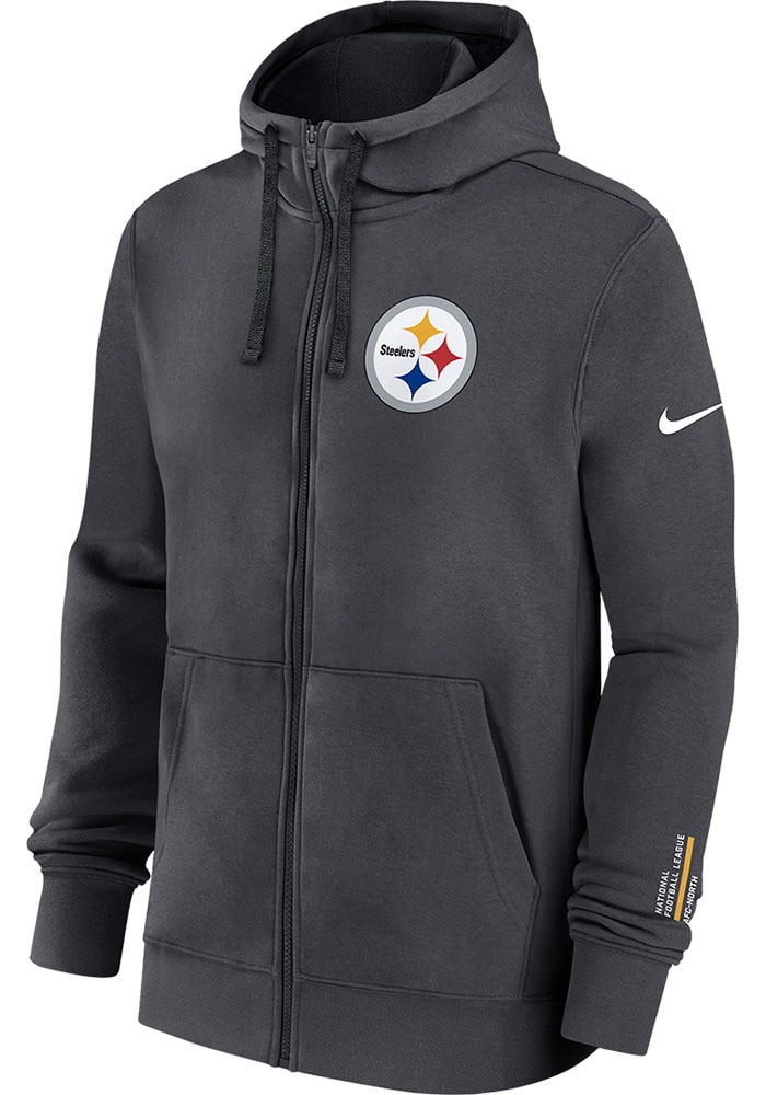 Nike スタジャン XXL グレー ブラック Nike Pittsburgh Steelers Mens ANTHRACITE Club Full Zip - 173227293
