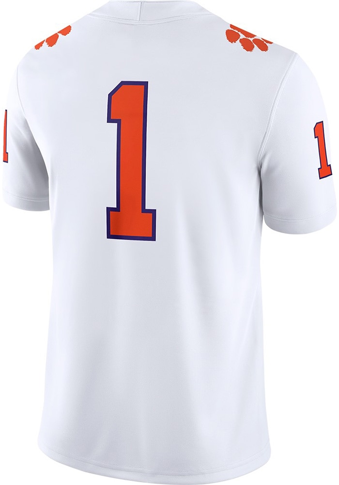 Nike Clemson Tigers White Football Game Road Number 1 Jersey