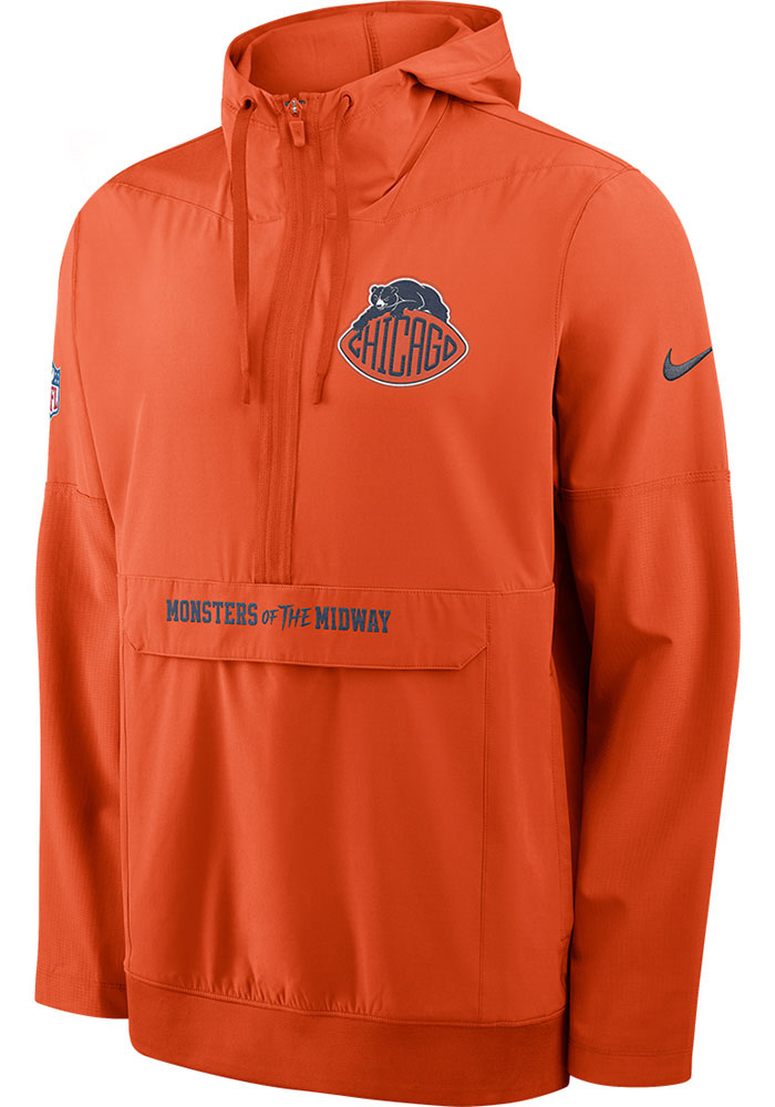 Nike Chicago Bears Mens Sideline Rivalry ORANGE Pullover Jackets