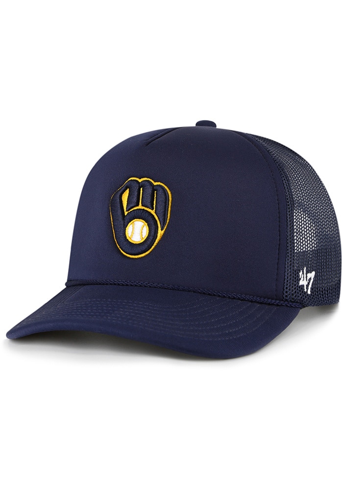 47 Milwaukee Brewers NAVY Foam Front Mesh Trucker Adjustable Hat