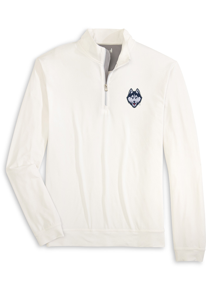 Johnnie O Mens White UConn Huskies Motion Long Sleeve Qtr Zip