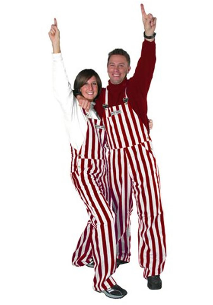Game Bibs Crimson White Mens CRIMSON/WHITE Striped Overalls - 18440025