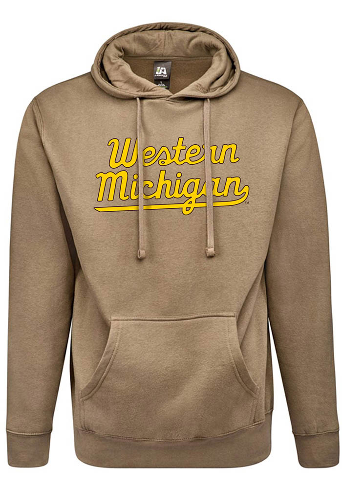 Western Michigan Broncos Mens Khaki WMU Script Long Sleeve Hoodie