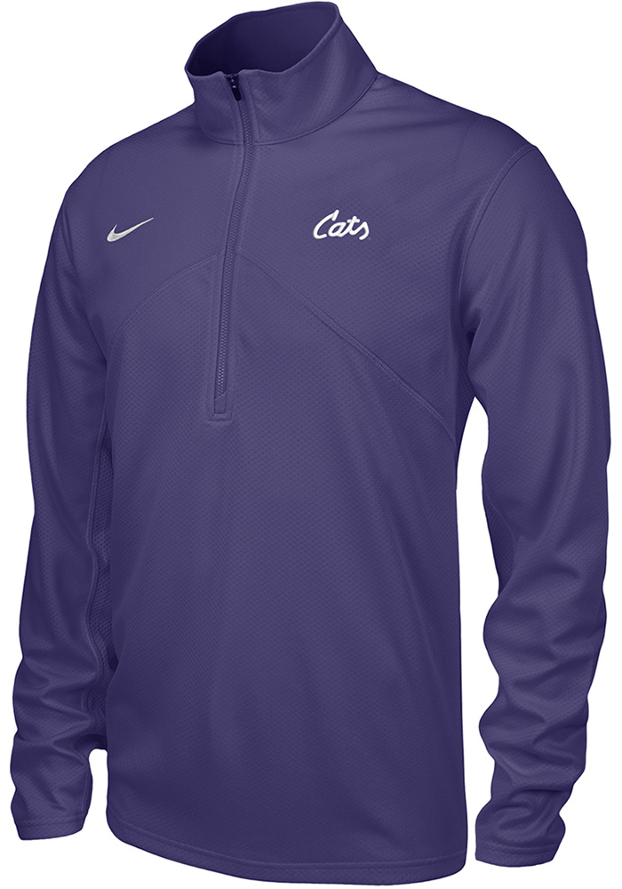 Nike Mens PURPLE K-State Wildcats Cats Script Long Sleeve Qtr Zip