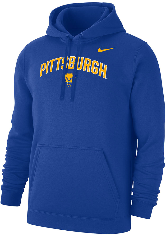 Nike Pitt Panthers Mens Blue Club Fleece Mascot Long Sleeve Hoodie