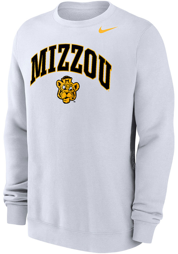 Nike Missouri Tigers Mens WHITE Club Fleece Crew Sweatshirt - 19862284
