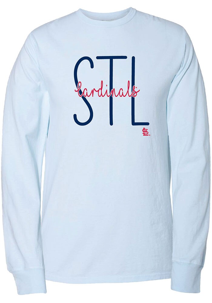 St Louis Cardinals LIGHT BLUE Script Long Sleeve LS Tee - 22651666