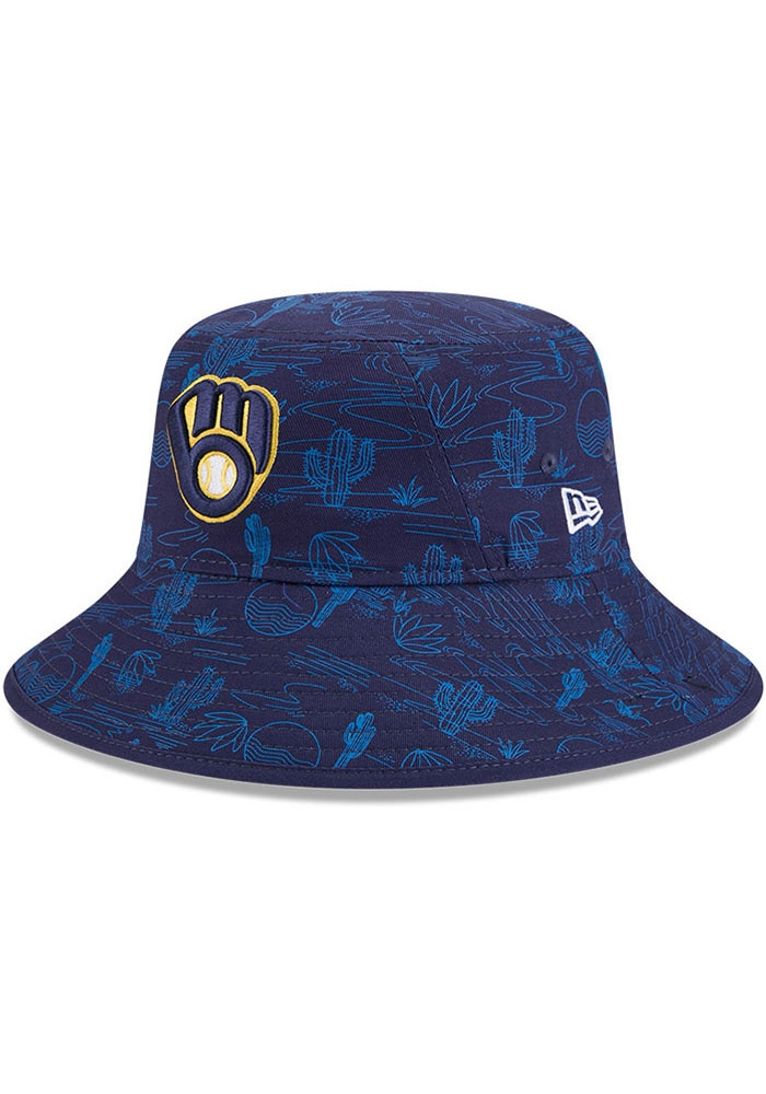 New Era Milwaukee Brewers NAVY Print All-Over Bucket Hat - 2433314