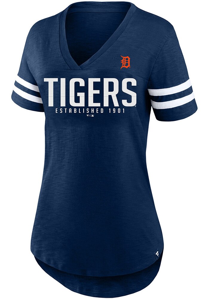 Women's Detroit Tigers Orange Plus Size Team Lockup T-Shirt