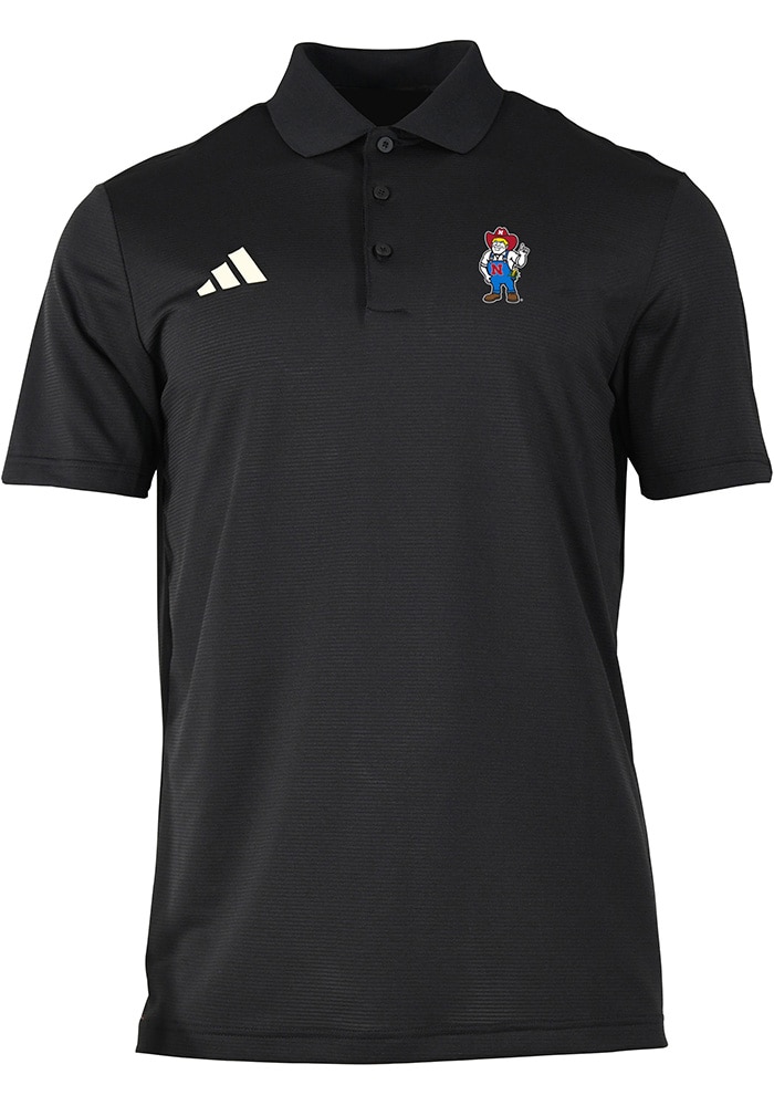 Adidas Nebraska Cornhuskers Mens 0 Ottoman BLACK Short Sleeve Polo