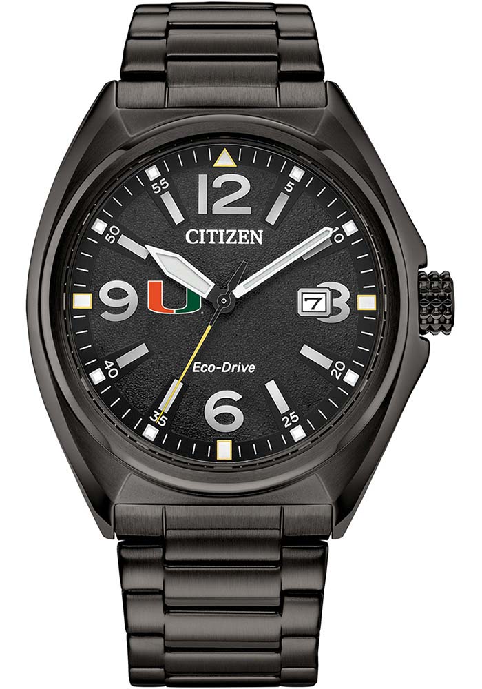 Miami Hurricanes BLACK Eco-Drive Watch - 28997405