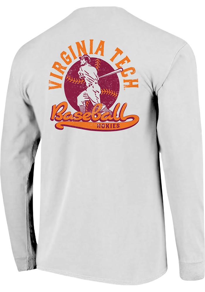 Virginia Tech Hokies Vault Baseball Long Sleeve T Shirt White