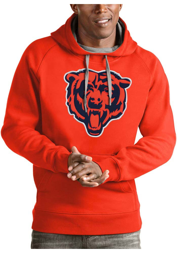 Antigua Chicago Bears Mens ORANGE Victory Logo Hoodie - 32310147
