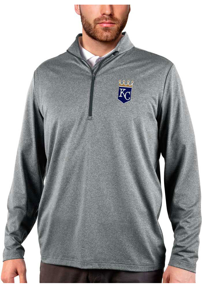 Antigua Kansas City Royals Mens CHARCOAL Rally 2.0 Pullover - 32313099