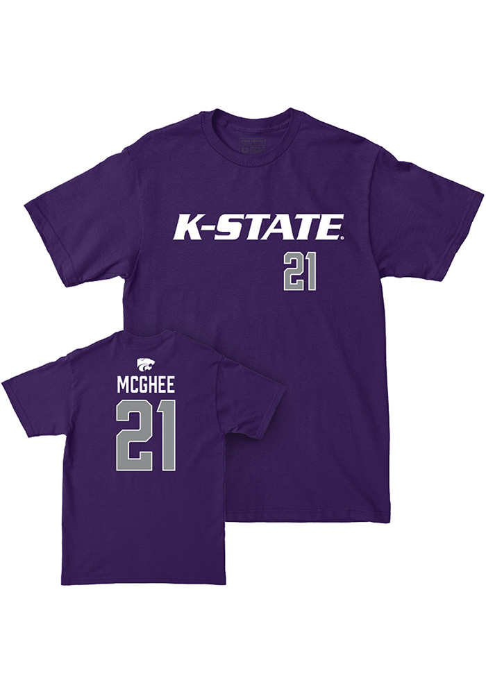 LJ McGhee Mens PURPLE K-State Wildcats NIL Sideline Player T Shirt
