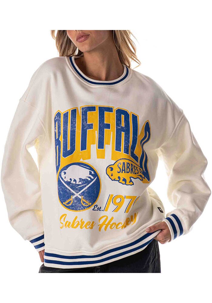 Buffalo Sabres Womens White Baggy Long Sleeve Crew Sweatshirt
