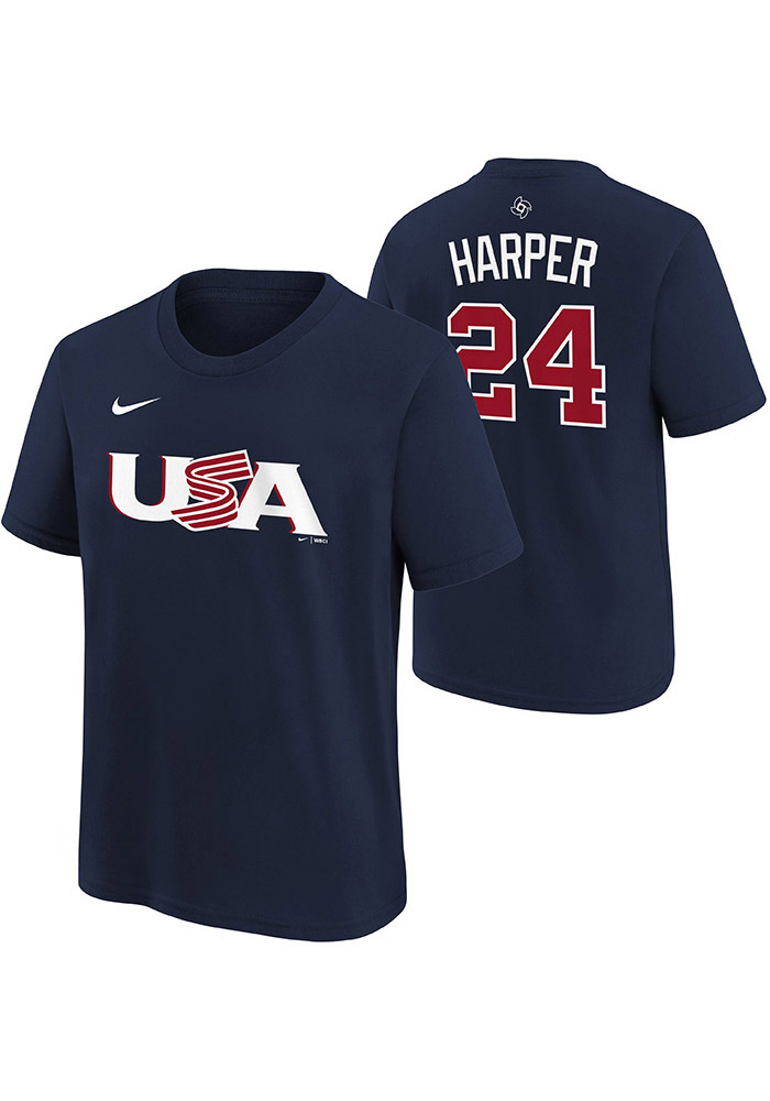 Bryce Harper USA Youth BLUE World Baseball Classic NN Short Sleeve