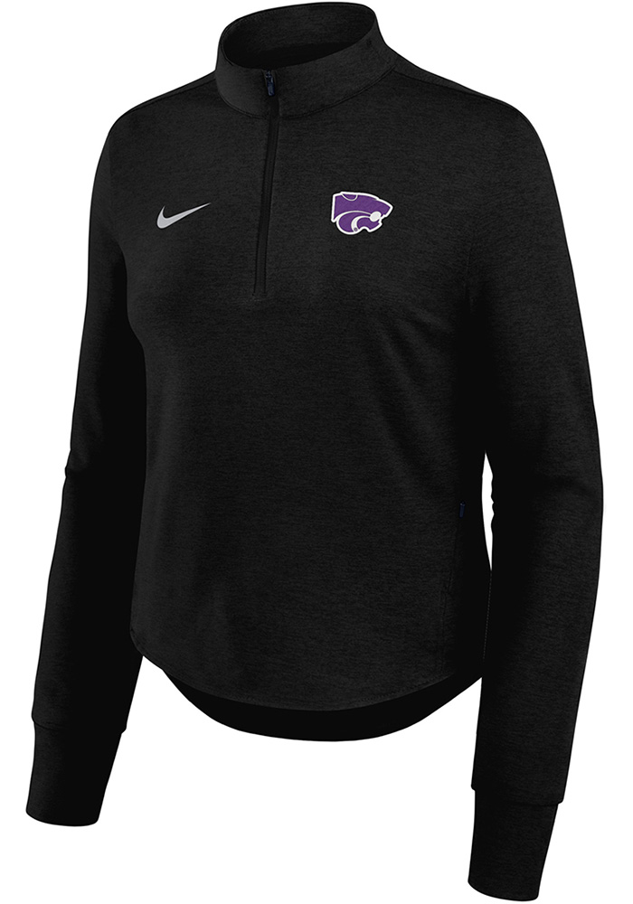 Nike Womens BLACK K-State Wildcats Swift Long Sleeve Qtr Zip