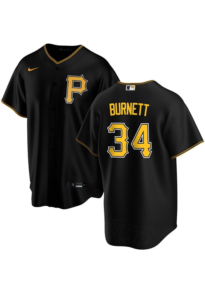 AJ Burnett Pittsburgh Pirates Mens Replica BLACK Alternate Jersey