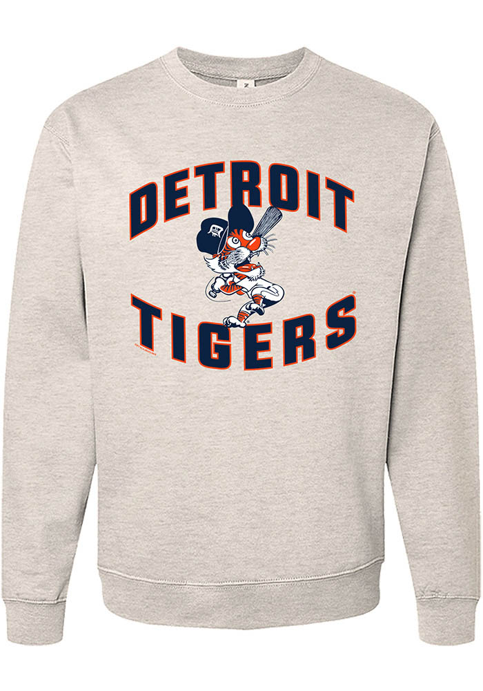 Detroit Tigers Womens OATMEAL Soft Washed Long Sleeve Crew
