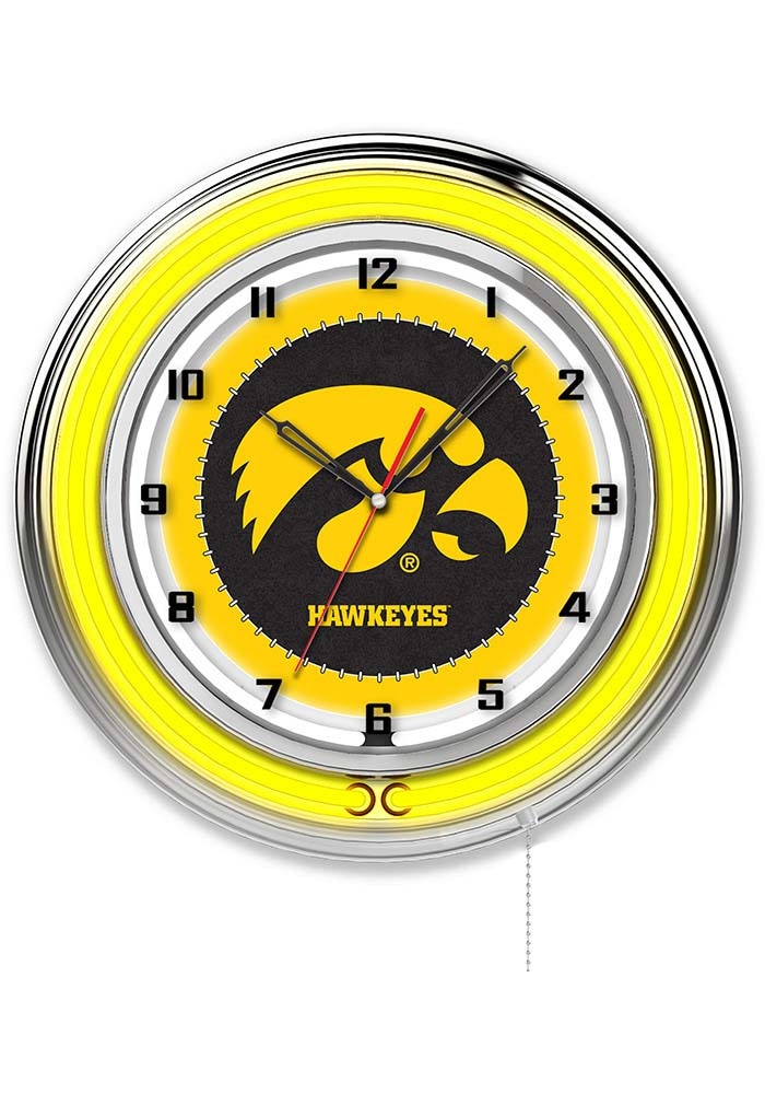 Iowa Hawkeyes SILVERGREY 19in Neon Wall Clock - 42909927