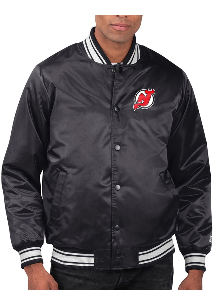 Starter New Jersey Devils Mens BLACK Stacked Logo Medium Weight